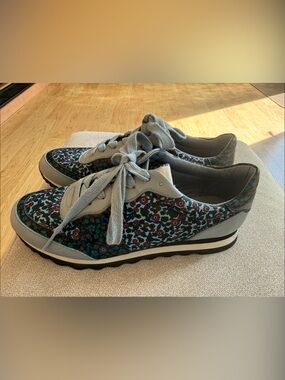 Coach Floral Pattern soft blue  and Teal Lace-Up Women's Sneakers